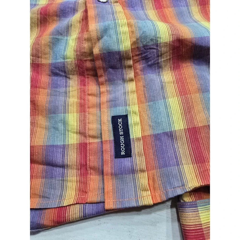 Rough Stock Panhandle Slim Mens XL Western‎ Pearl Snap Plaid Shirt Multi R0S9277